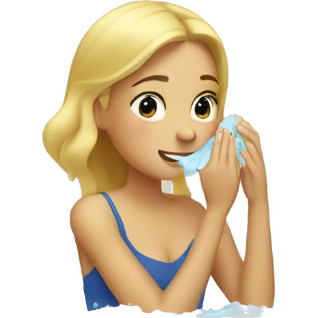 blonde girl washes her face emoji