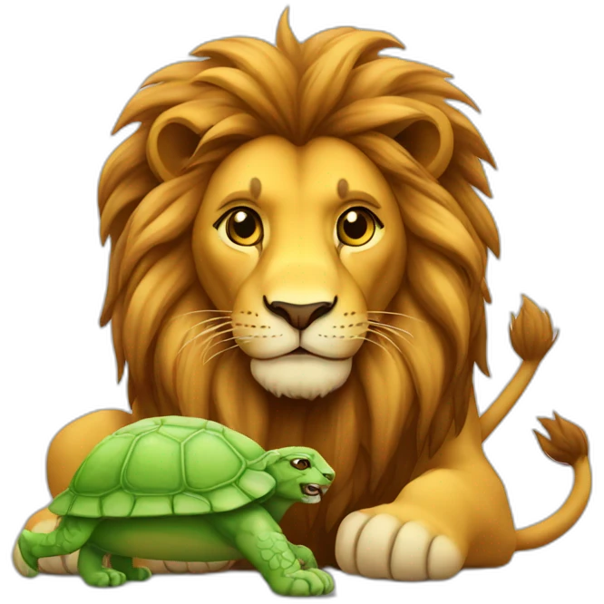 Lion avec un tortue emoji