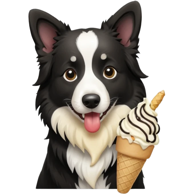 um border collie tomando sorvete emoji
