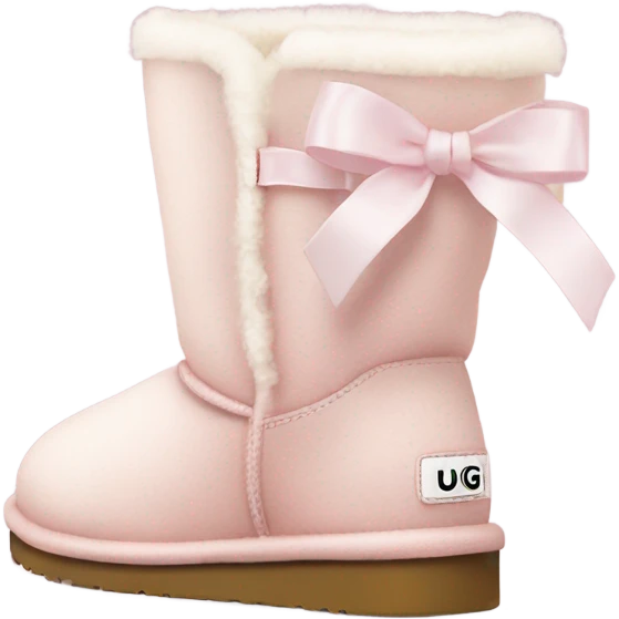 Cute Ugg boots that are light pink with a white ribbon on the back emoji