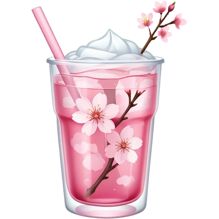 Cute Pastel pink and white Cherry Blossom Sakura Ice Tea emoji