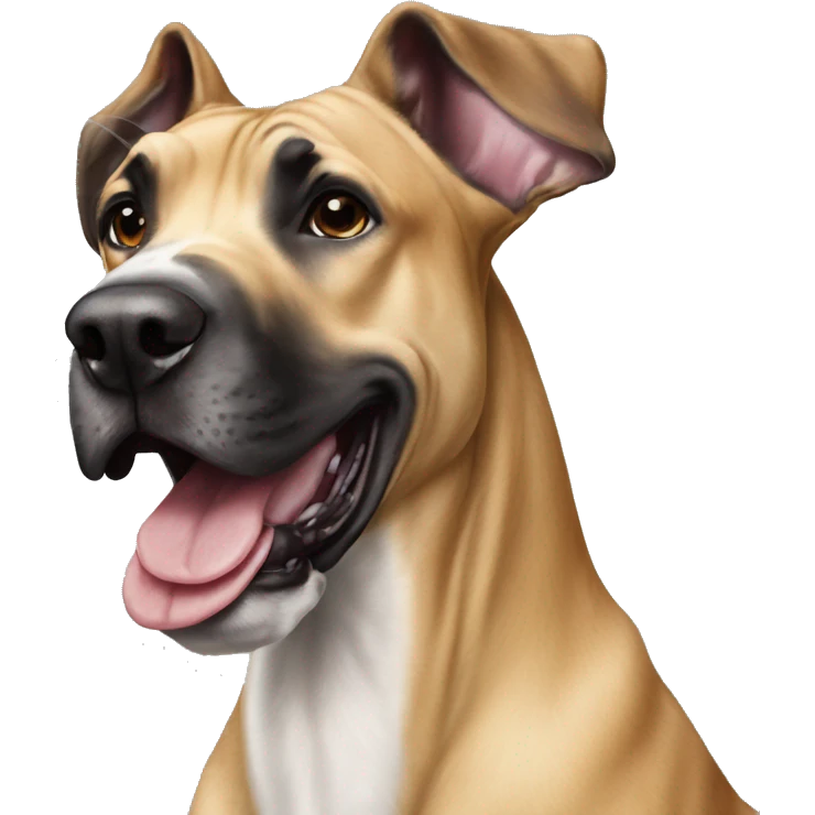 Hyper realistic fawn Great dane smiling emoji