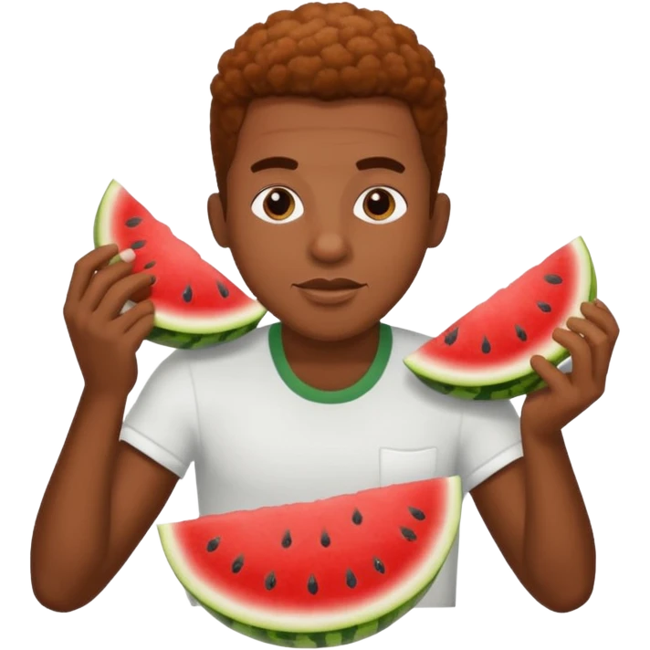 black man eating watermelon and chicken emoji
