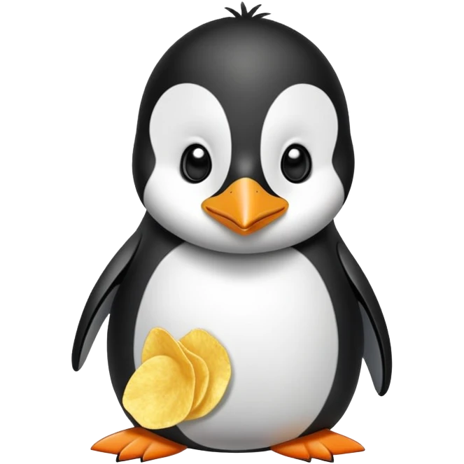 Lazy penguin eating Chips  emoji