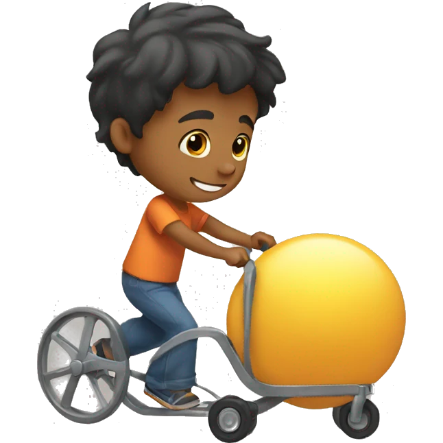 A boy pushing emoji