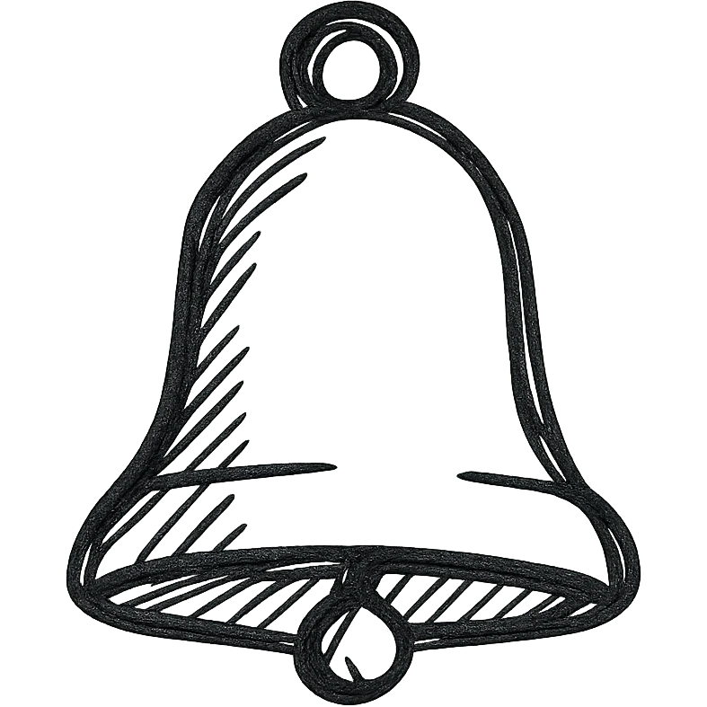 bell icon, sketchy and playful, hand drawn outline style emoji