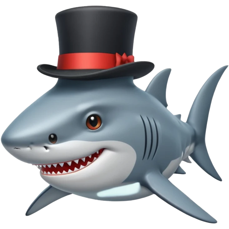 Shark with a top hat emoji