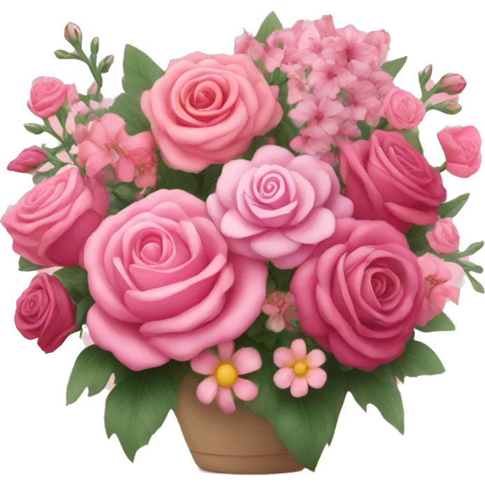 Huge pink flower bouquet with different flowers and pink tones and roses emoji