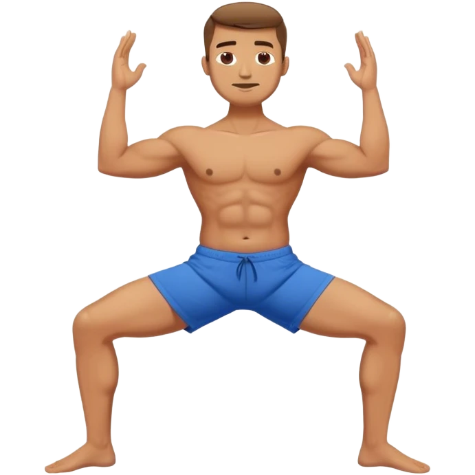 buff man blue shorts Virabhadrasana-yoga emoji