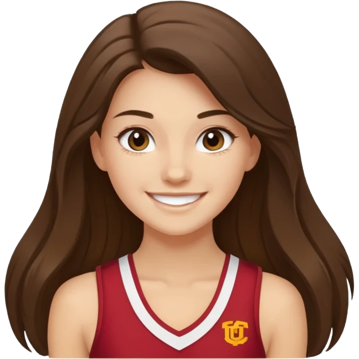 skinny white happy long haired brunette girl USC cheerleader emoji