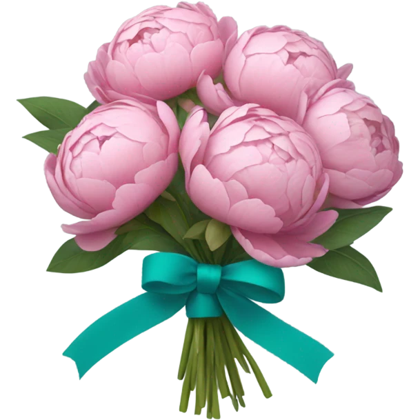 Peony bouquet with a teal ribbon emoji