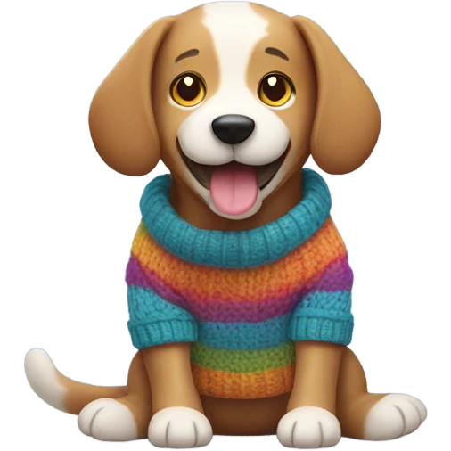  Happy Dog knitting a sweater  emoji