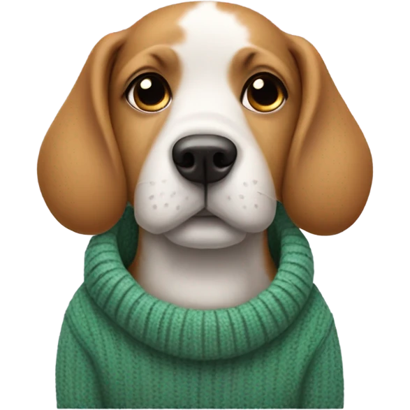 Dog wearing a sweater with AirPods Max on  emoji