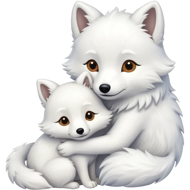 Arctic fox and dog hugging emoji