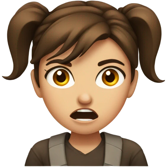 Brown hair girl extremely angry emoji