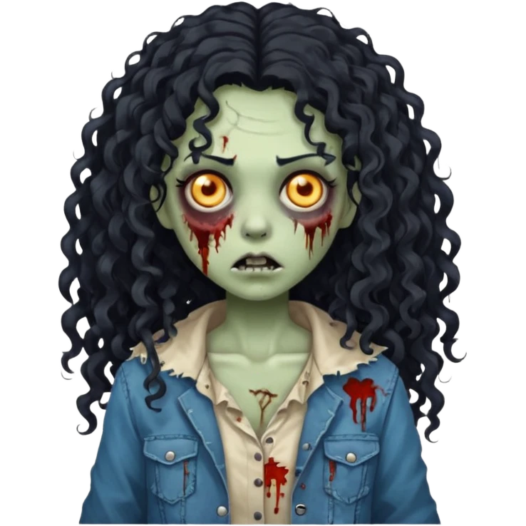garota zumbi com cabelo cacheado longo oreto emoji