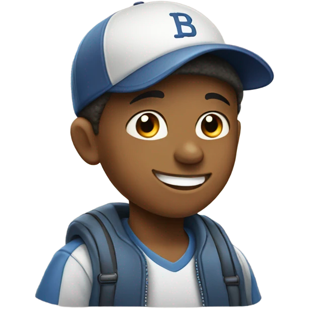 smiling boy in baseball cap emoji