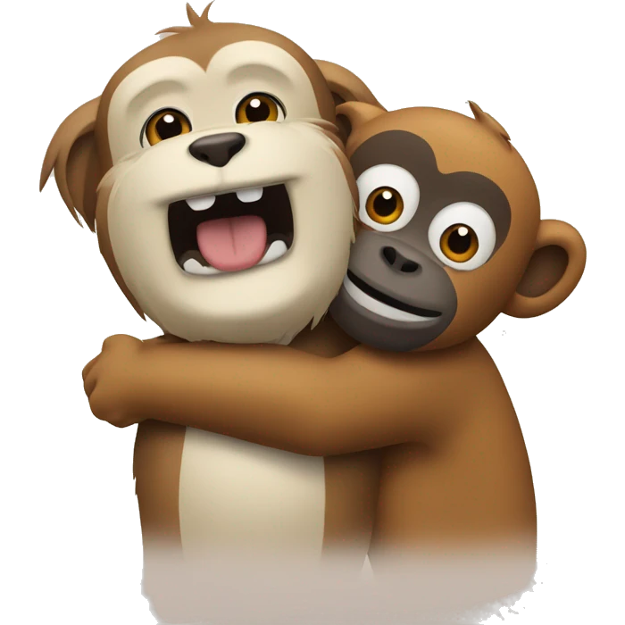 dog and monkey hug emoji