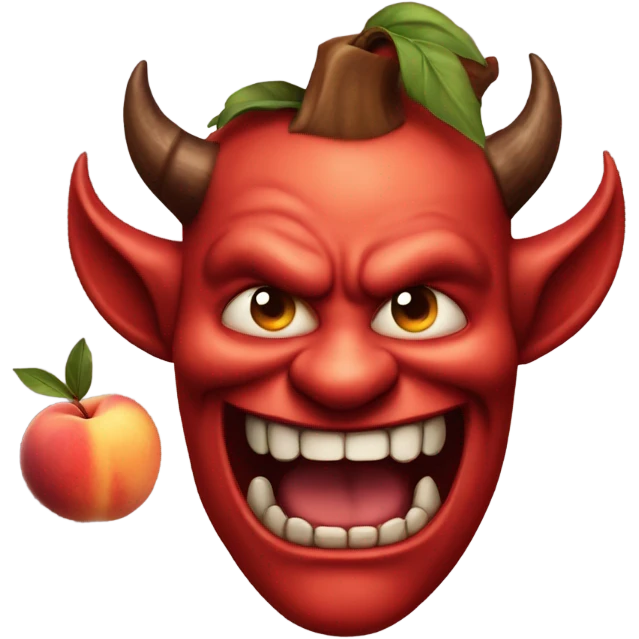 Devil looking for a tasty peach emoji