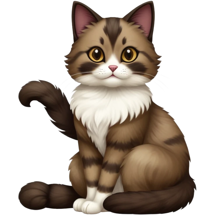 cinematic-[showshoe cat]-realistic-full-body-sitting-emoji,-tail-curled-playfully-around-its-paws,-head-tilted-dramatically,-fluffy-[dark brown mask]-fur,-simplified-yet-realistic-focused-features,-highly-detailed,-glowing-with-an-almost-sarcastic-glow emoji