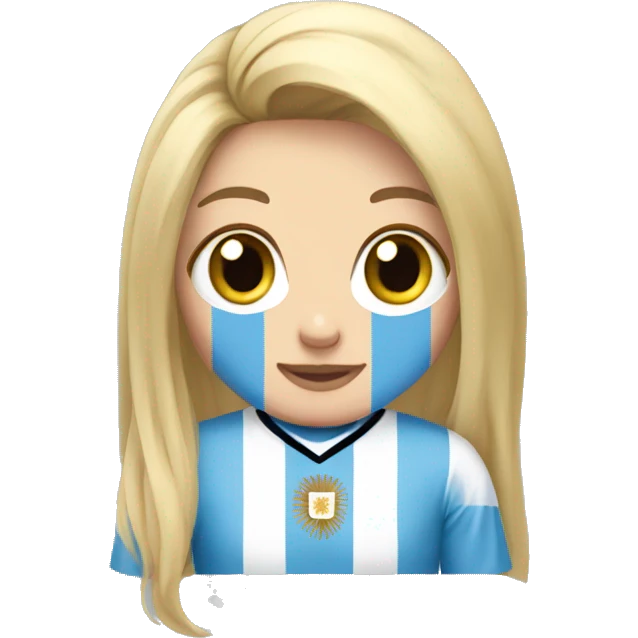Girl with long blonde hair with Argentina jersey emoji