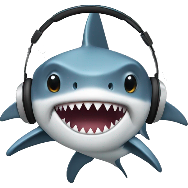 shark with earphone emoji