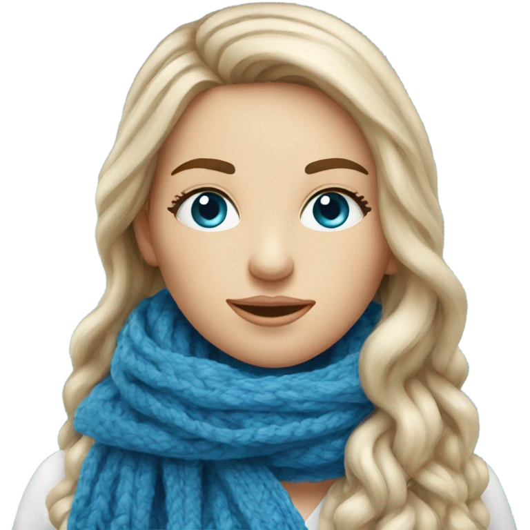 beautiful finnish fair long hair woman with blue eye knitting scarf emoji