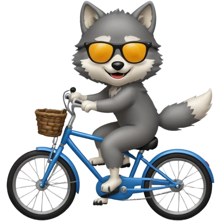 Wolf cartoon  ride on cycle emoji
