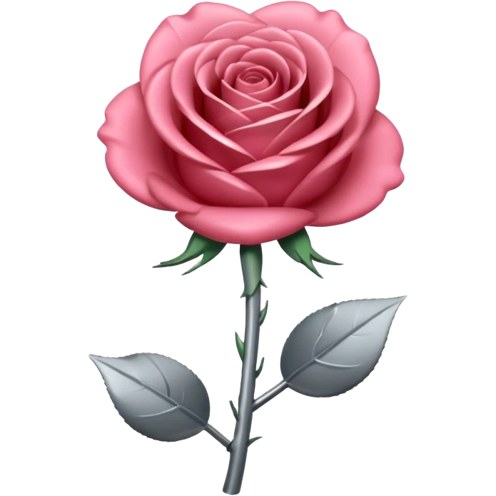 gray metal chrome rose, without green leaves, just flower emoji