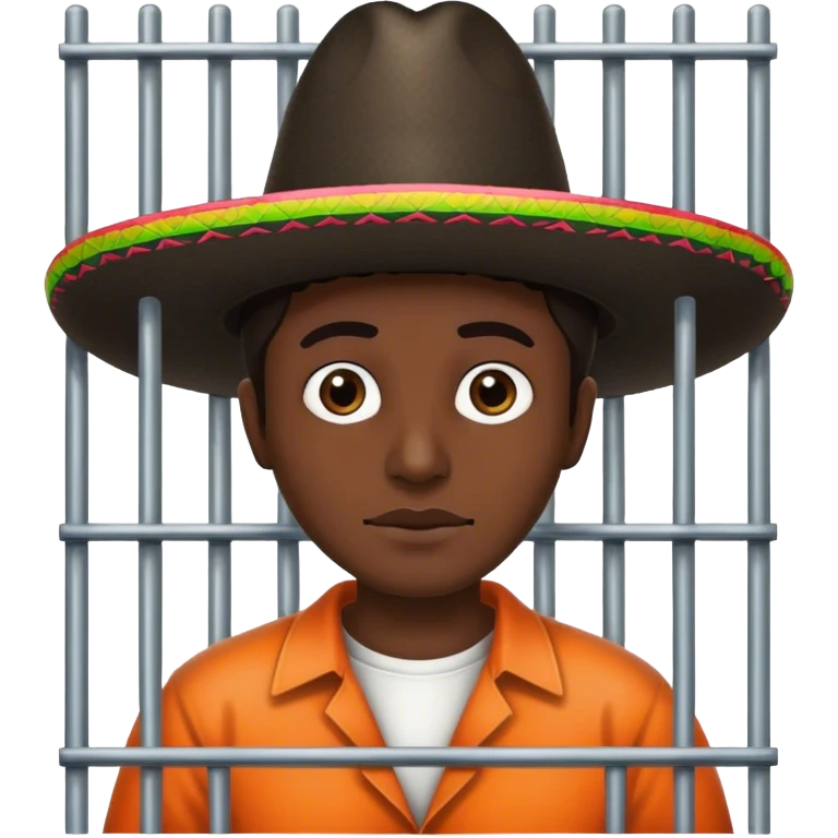 Prisoner in jail wearing sombrero  emoji