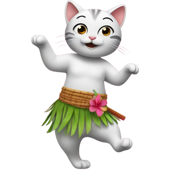 Cat dancing with hula skirt emoji