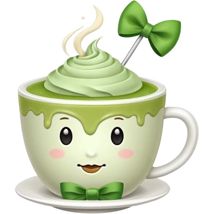Matcha latte with a bow emoji