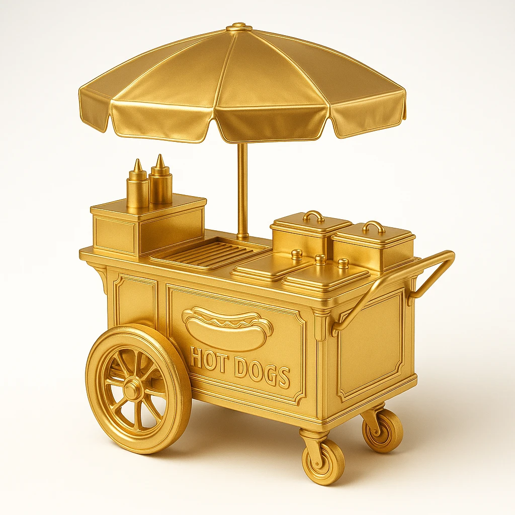 hotdog seller in New York with cart emoji