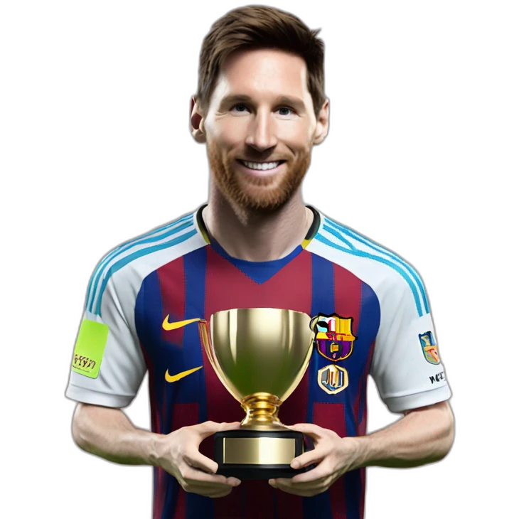 Messi avec le trophée du meilleur gardien  emoji