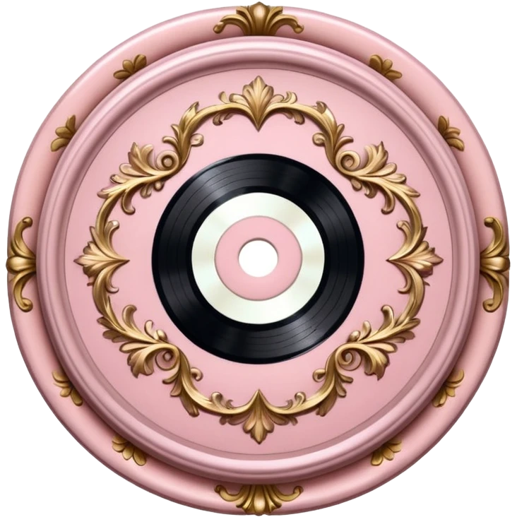 Vintage ornate rococo pale pink vinyl record emoji