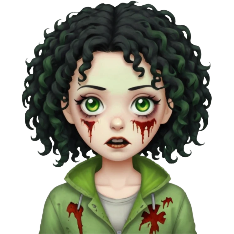 menina zumbi com cabelo cacheado preto emoji