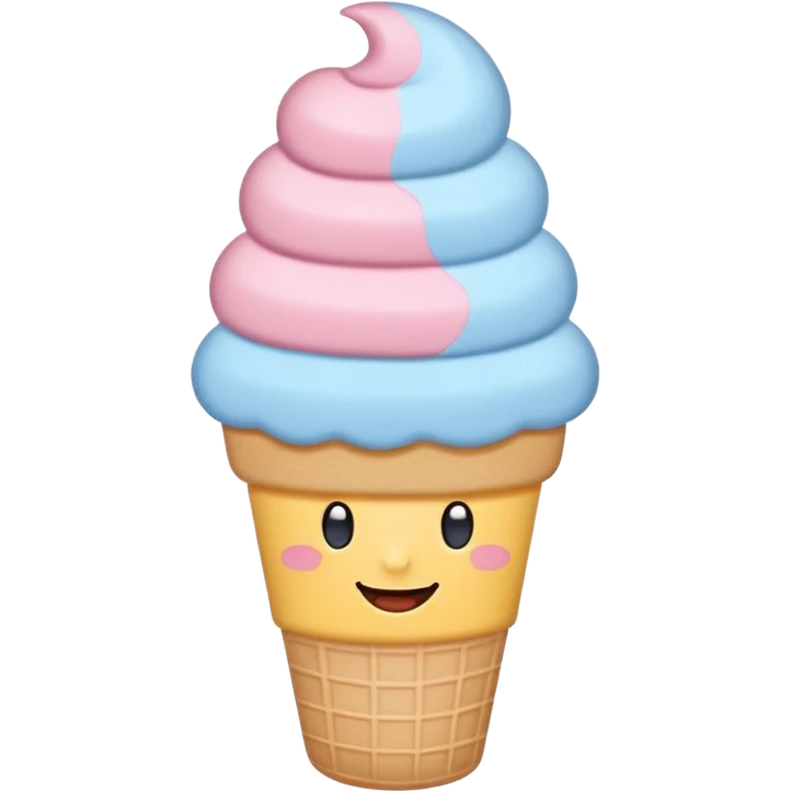 Cute ice cream emoji illustration, pastel flat style
Alice Blue, Naples Yellow, Powder Blue, Yale Blue color palette
Minimal, clean vector, soft rounded shapes, sticker-ready emoji