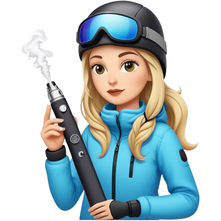 Snowboarding white girl holding a vape emoji