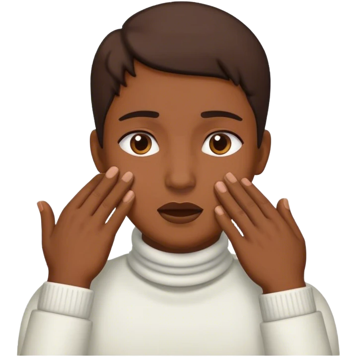 A person with their hands around their throat emoji