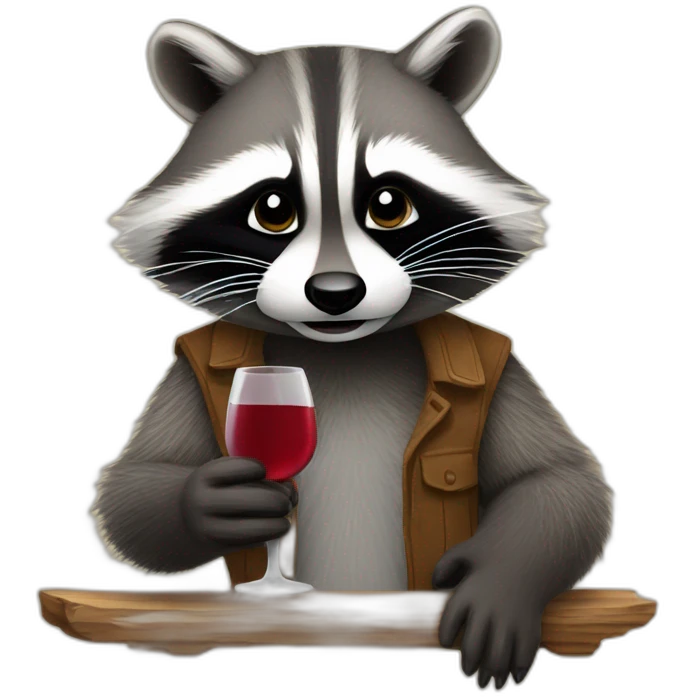 Racoon drinking wine emoji