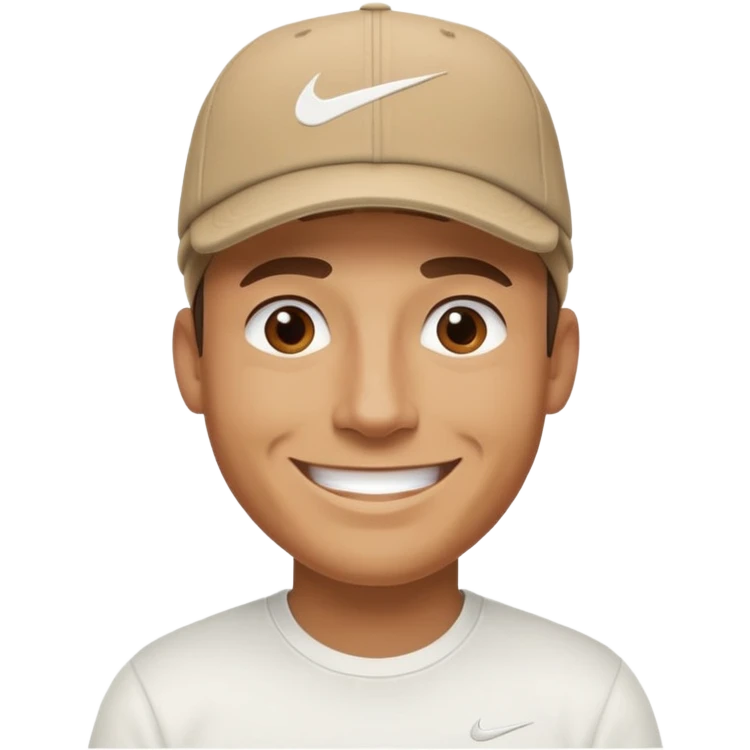 homem sorrindo com boné da Nike e blusa branca emoji