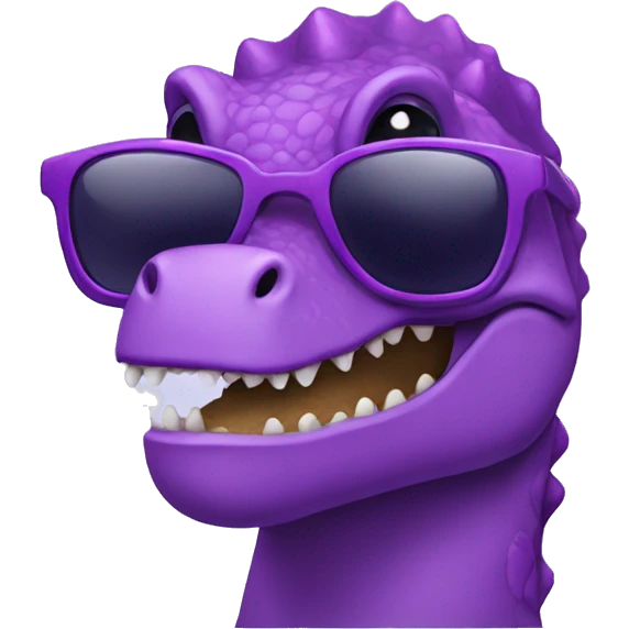 Purple Dino with sunglasses  emoji