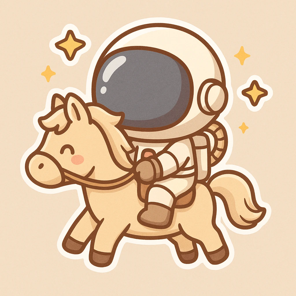 astronaut on horseback with stars in background emoji