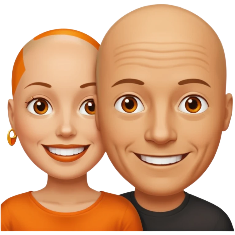 Bald guy with orange girl couple  emoji