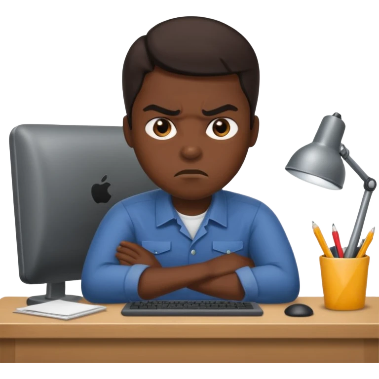 Annoyed/angry worker working at a desk emoji