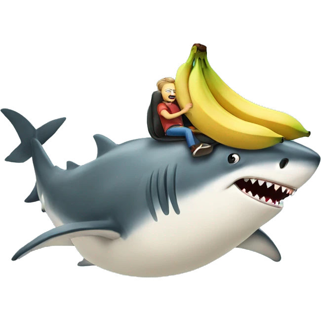 Banana riding a shark emoji