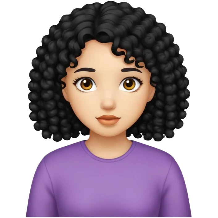 Girl wit black curly hair  emoji