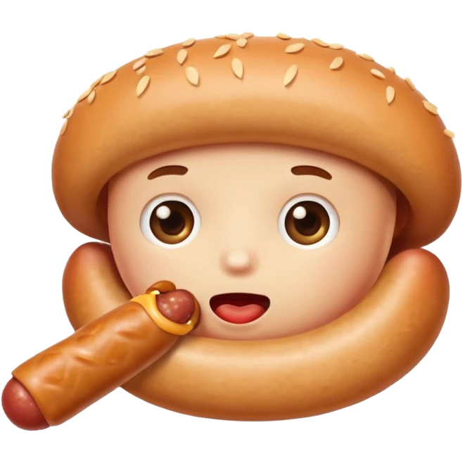 Mouth eating a sausage emoji