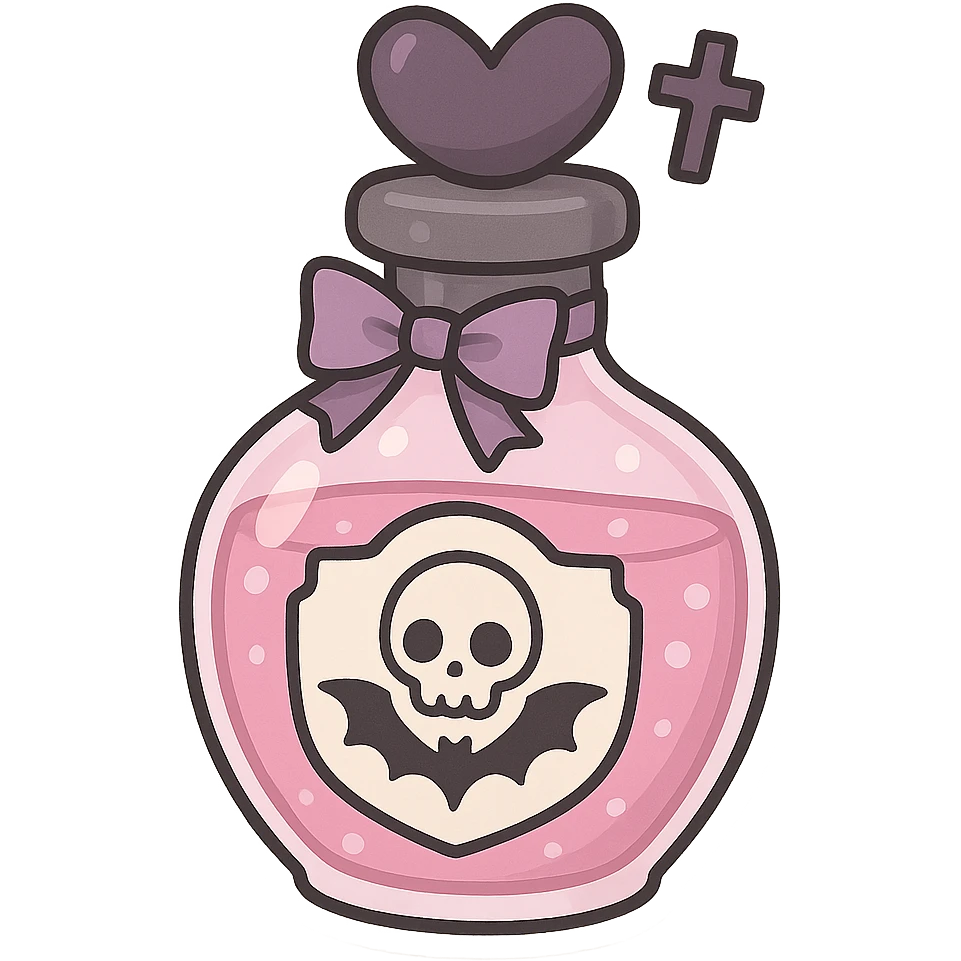 pink goth potion bottle, adorable and gothic emoji