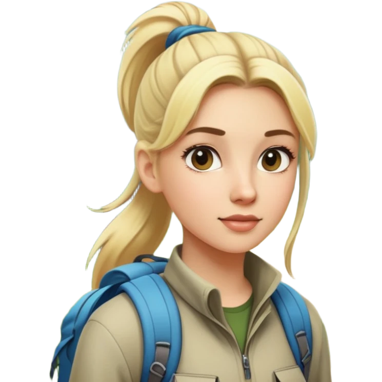 blonde girl with high pony tail hiking in the woods emoji